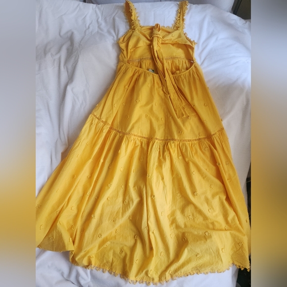 FARM RIO Yellow 3D Flowers Midi Dress Size L BNWT NO LOW balling!!! - Picture 8 of 14